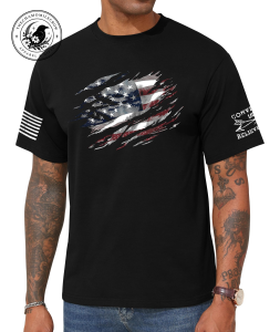 Men's American Flag T-Shirt Patriotic USA Graphic Tee in black with distressed flag design