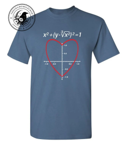 Love Function 1 Love Function heart equation graphic T-shirt in denim blue