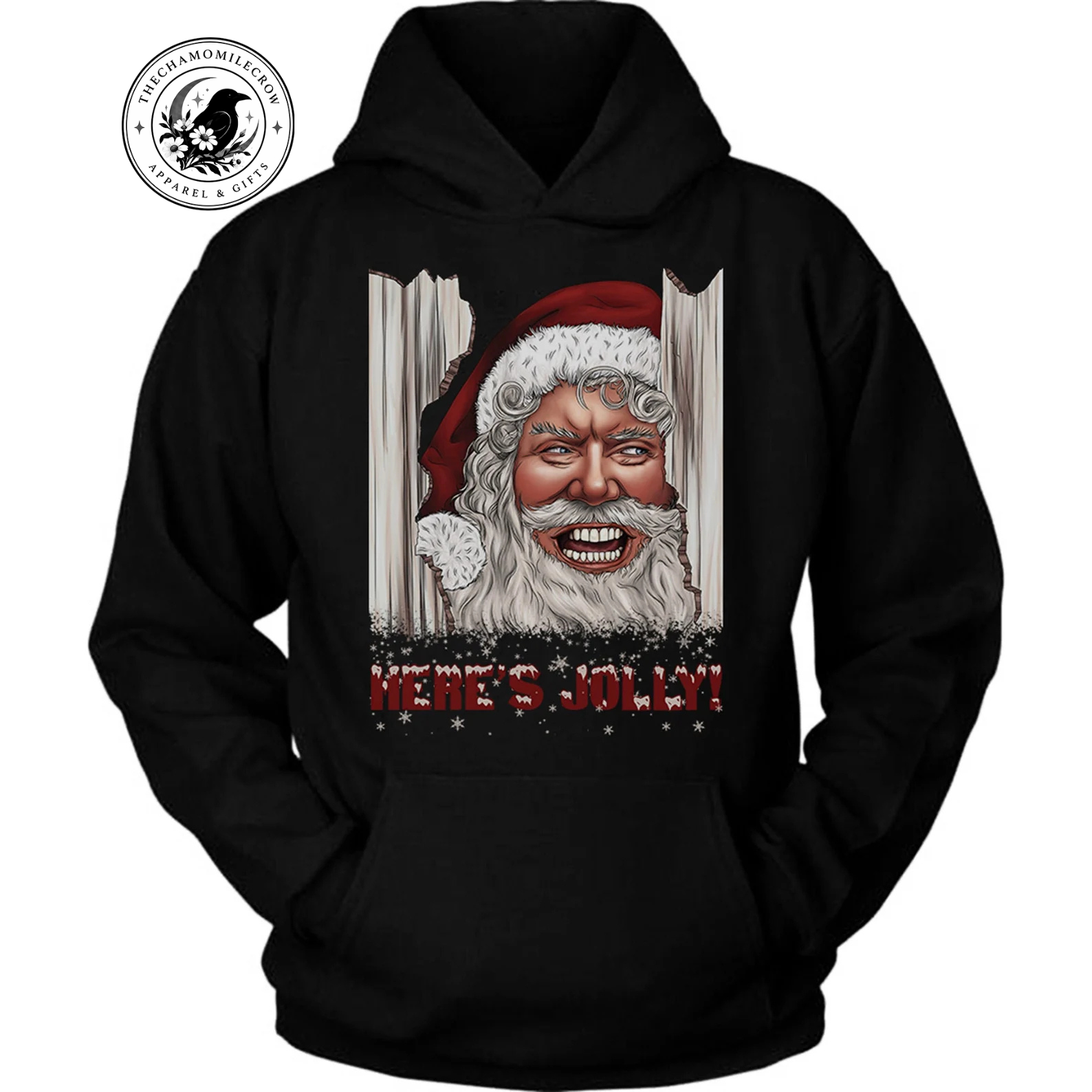 Horror Santa Hoodie with Here's Jolly print in black
