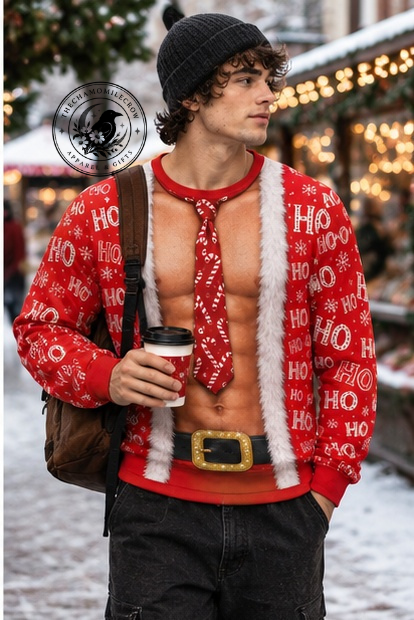 Thiết kế chưa có tên (1) Funny Ugly Christmas Sweatshirt, Santa Abs 3D Print, Husband Gag Gift – image 2 of 5