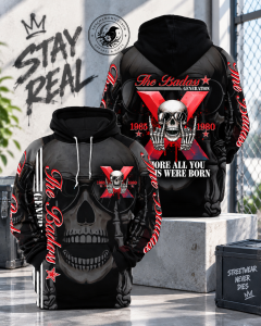 Gen X Hoodie with red skull and skeleton hands 3D print